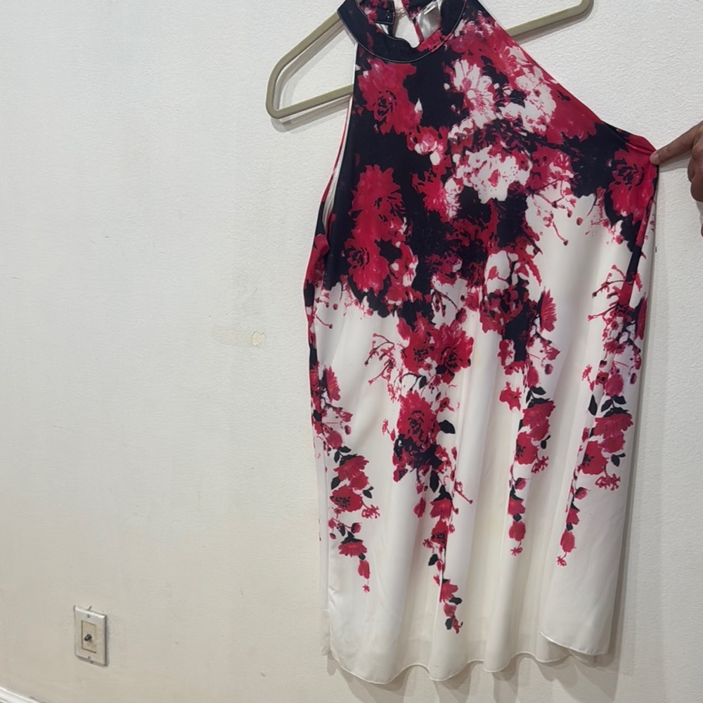 Floral Halter Dress in Red and Black